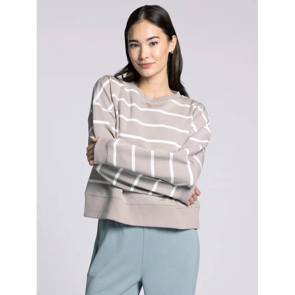 Thread & Supply Martina Scuba Knit Top Mushroom Stripe Medium Stitch Fix‎ NWT